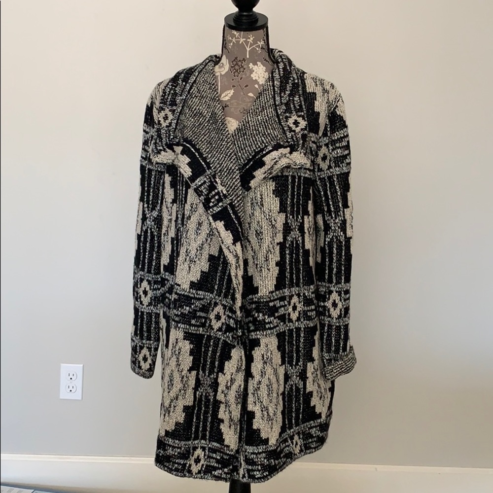 NWT lucky brand long knit printed cardigan